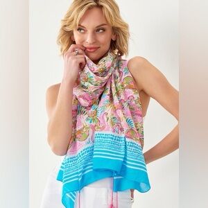 Charlie Paige NWT! Pink/ Multi Flamingo Print Scarf
Made In India